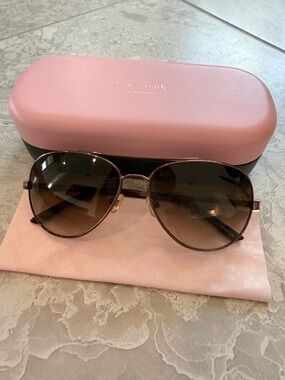 kate spade Pink and Brown Gradient Aviator Sunglasses with Pink Case